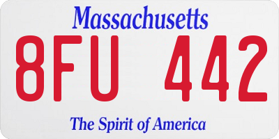 MA license plate 8FU442