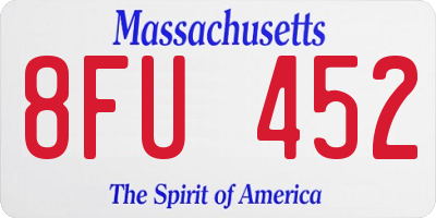 MA license plate 8FU452