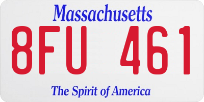 MA license plate 8FU461