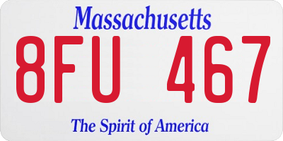 MA license plate 8FU467