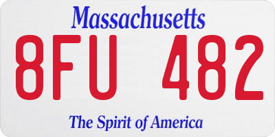 MA license plate 8FU482