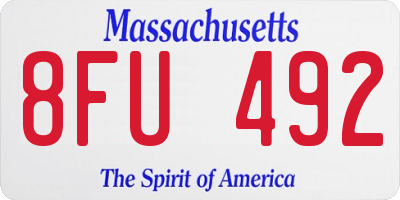 MA license plate 8FU492
