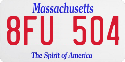 MA license plate 8FU504