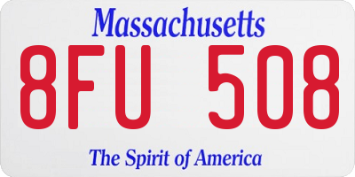 MA license plate 8FU508