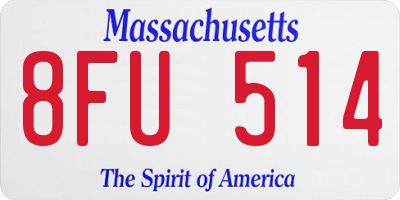 MA license plate 8FU514