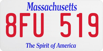 MA license plate 8FU519