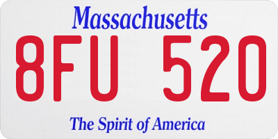 MA license plate 8FU520