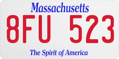MA license plate 8FU523
