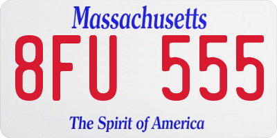 MA license plate 8FU555
