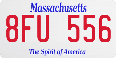 MA license plate 8FU556