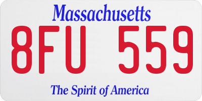 MA license plate 8FU559
