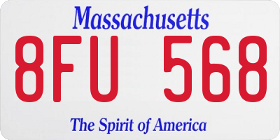 MA license plate 8FU568