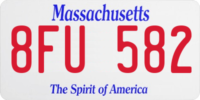 MA license plate 8FU582
