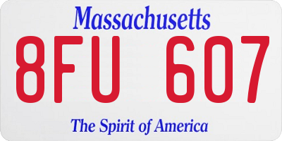 MA license plate 8FU607