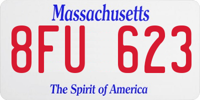 MA license plate 8FU623