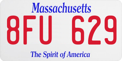MA license plate 8FU629
