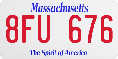 MA license plate 8FU676