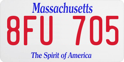 MA license plate 8FU705