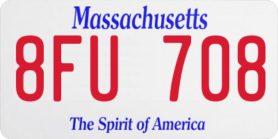 MA license plate 8FU708