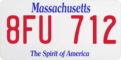 MA license plate 8FU712
