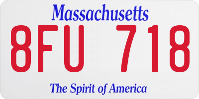MA license plate 8FU718