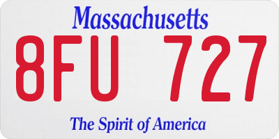 MA license plate 8FU727