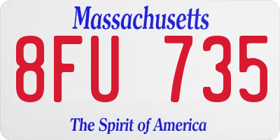 MA license plate 8FU735