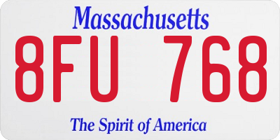 MA license plate 8FU768