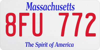 MA license plate 8FU772