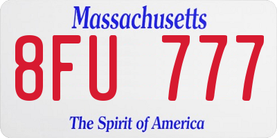 MA license plate 8FU777
