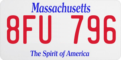 MA license plate 8FU796