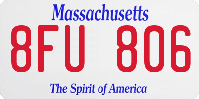 MA license plate 8FU806