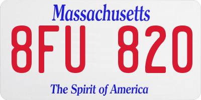 MA license plate 8FU820