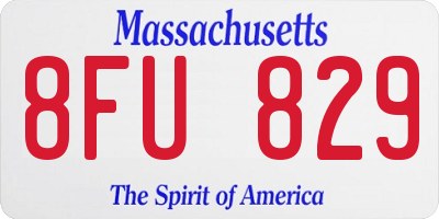 MA license plate 8FU829