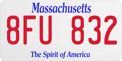 MA license plate 8FU832