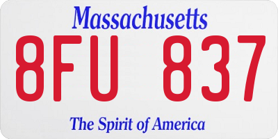 MA license plate 8FU837