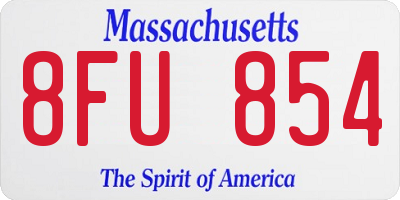 MA license plate 8FU854