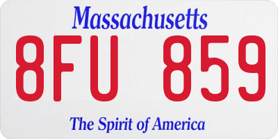 MA license plate 8FU859