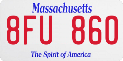 MA license plate 8FU860