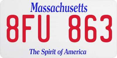 MA license plate 8FU863