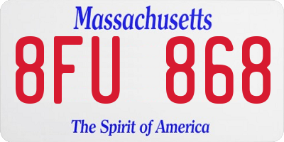 MA license plate 8FU868