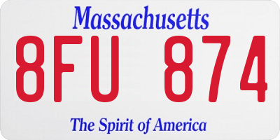 MA license plate 8FU874