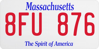 MA license plate 8FU876