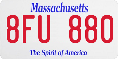 MA license plate 8FU880