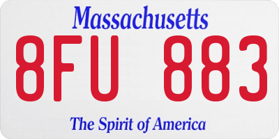 MA license plate 8FU883