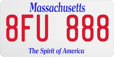 MA license plate 8FU888
