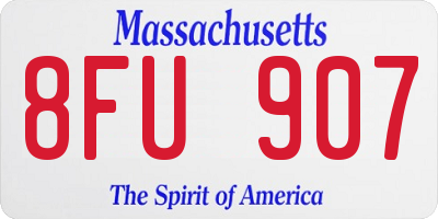 MA license plate 8FU907