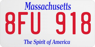 MA license plate 8FU918