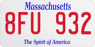 MA license plate 8FU932