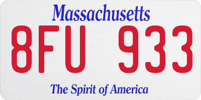MA license plate 8FU933
